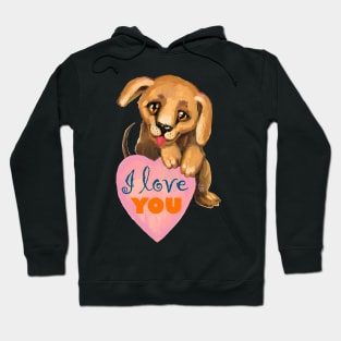 Cute dog. Baby pets. Puppy friendship love. Hoodie